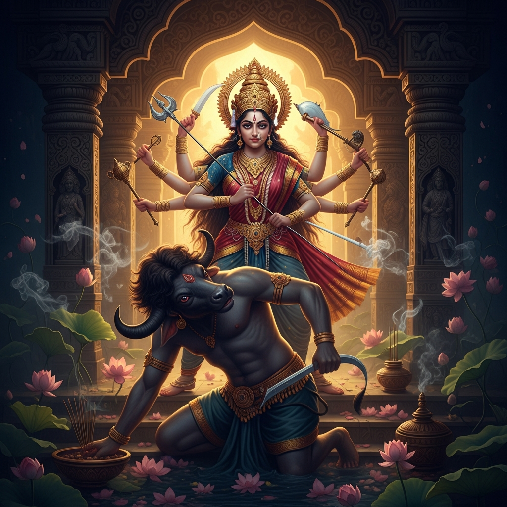 Durga Slays the Buffalo Demon