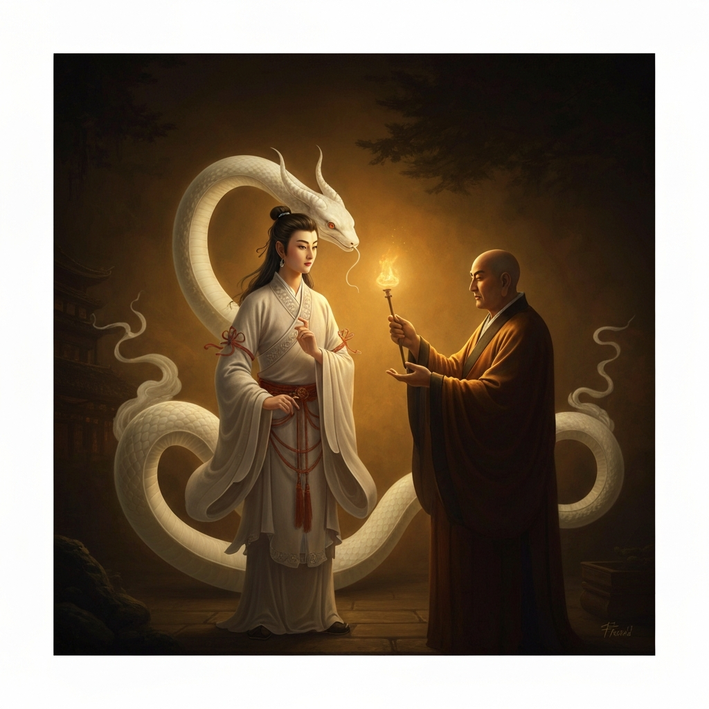 The White Snake and the Monk Who Would Save Her
