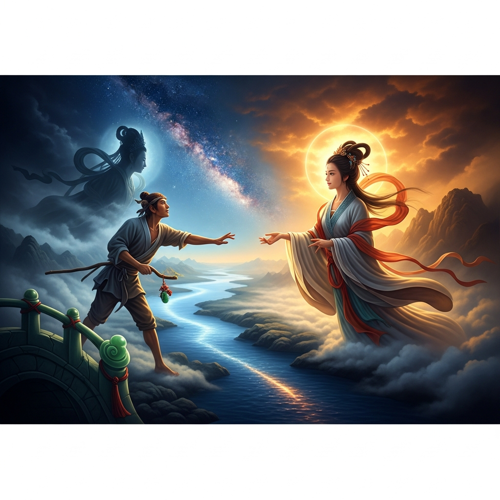 The Cowherd and the Weaver Girl Across the Milky Way