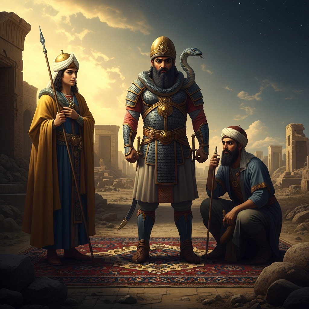 Ferīdūn and the Serpent on Zahhāk's Shoulders