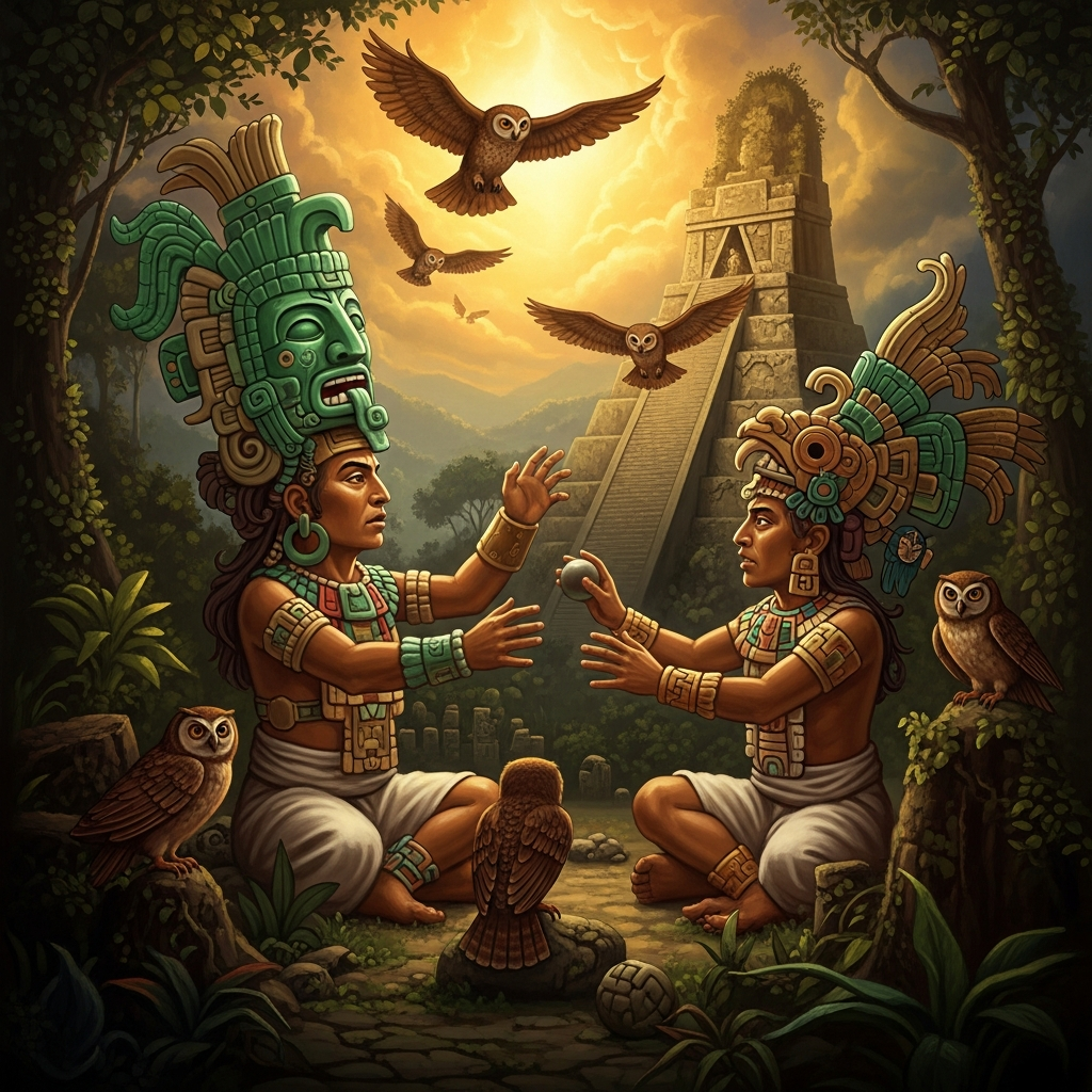The Lords of Xibalbá Challenge the Twins