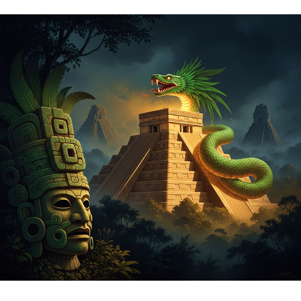 Kukulkán Rises from the Pyramid