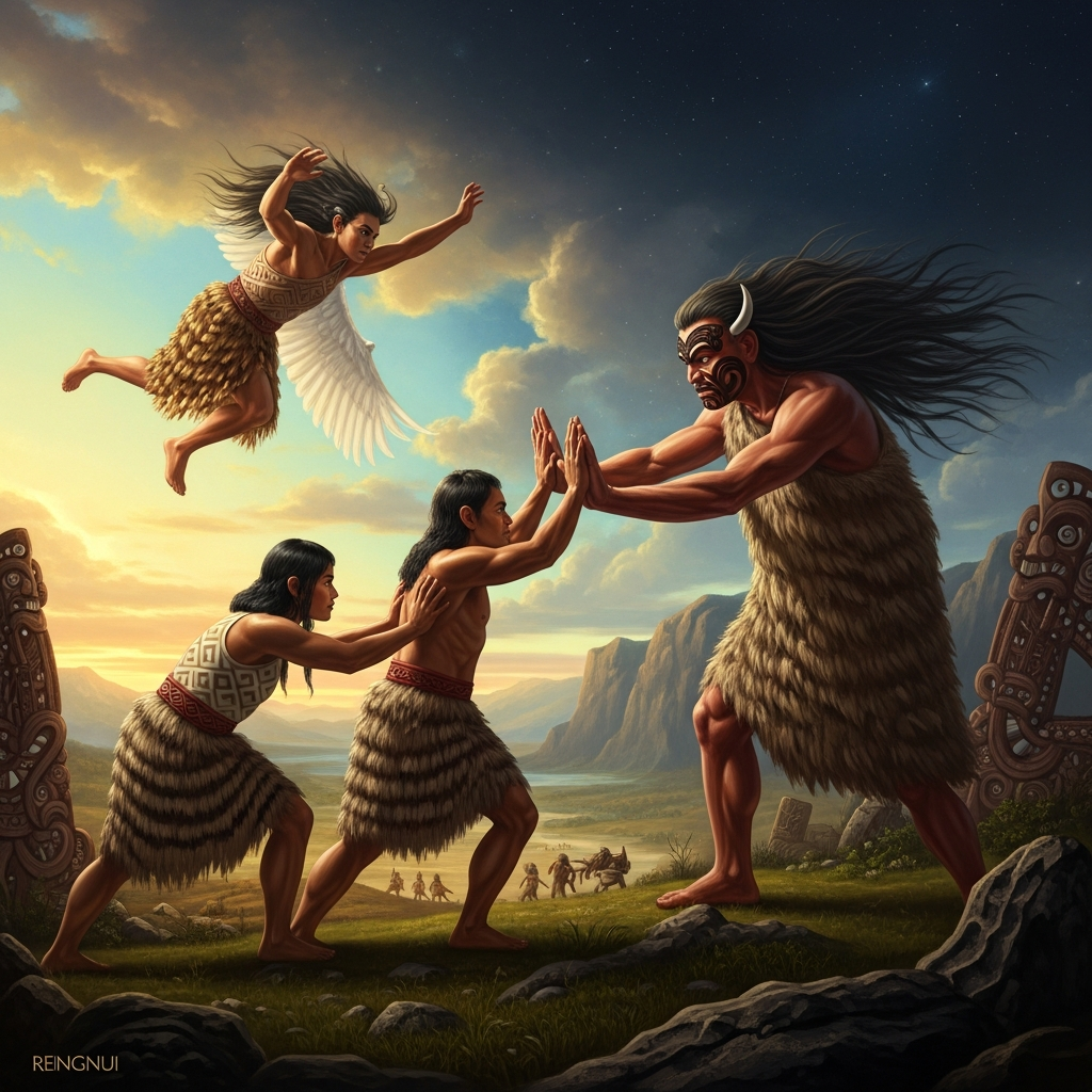 Māui Pushes Up the Sky