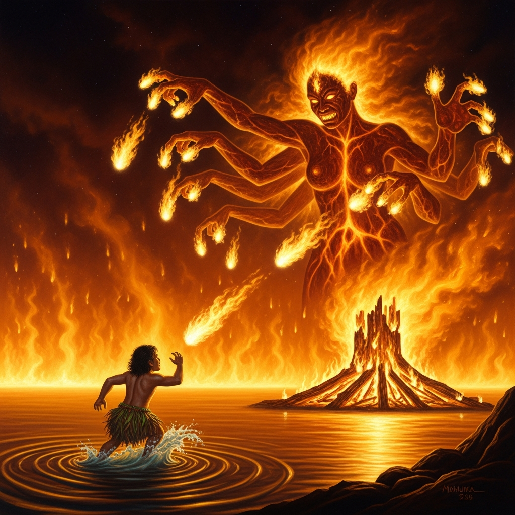 Māui Steals Fire from His Grandmother Mahuika