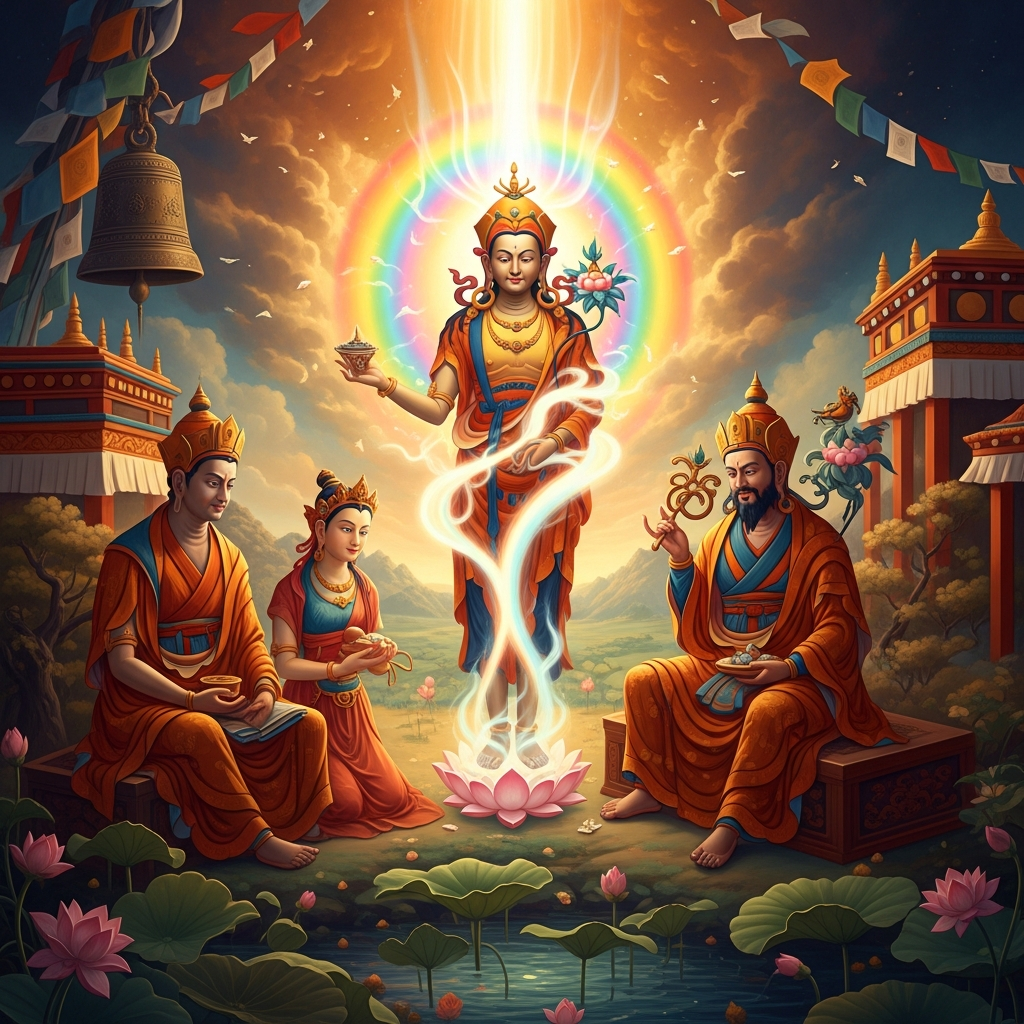 Guru Rinpoche's Body Dissolves into Light