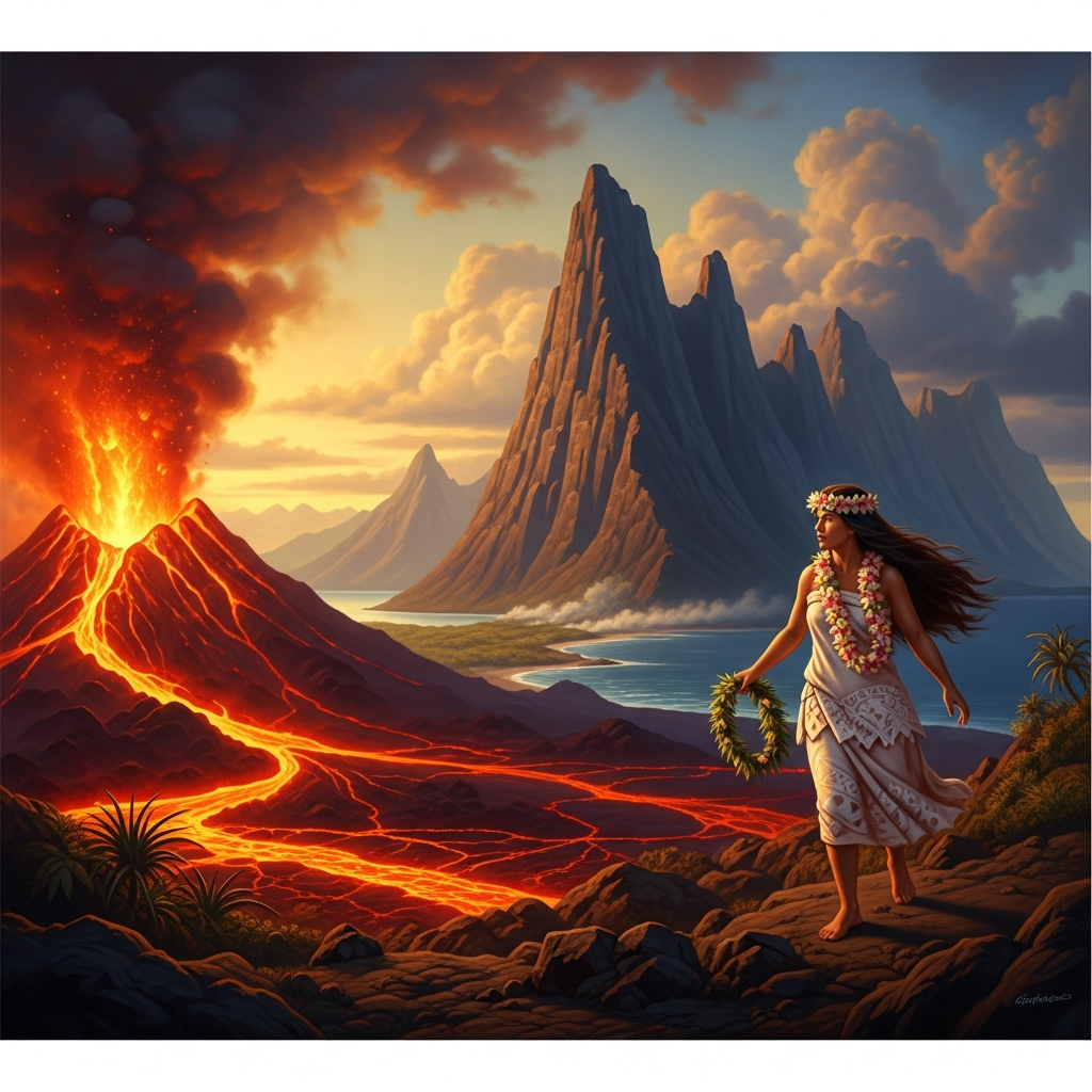 Pele Sends Her Sister Hiʻiaka to Fetch a Lover