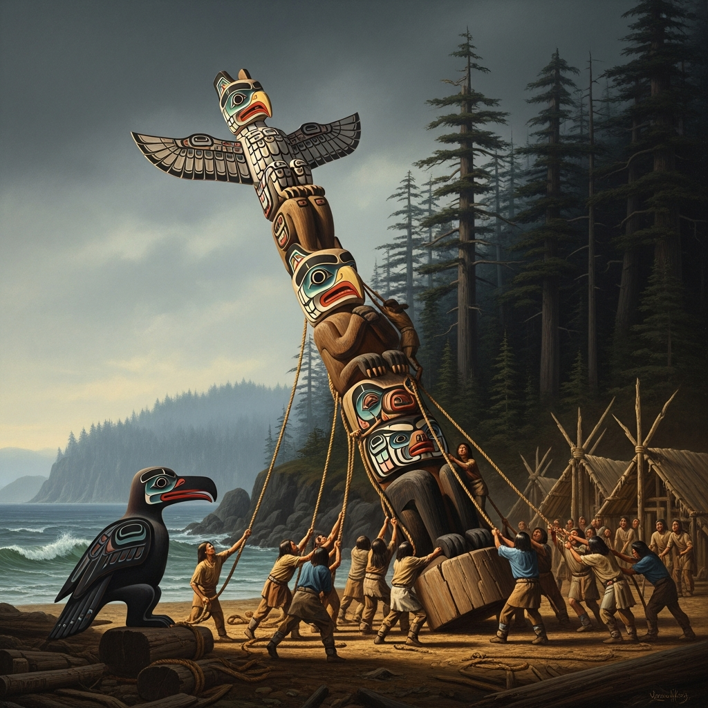Raising the Pole: The Family Standing in Wood